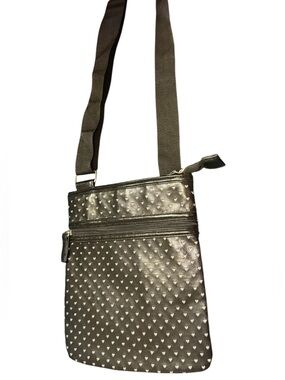 Delicate Silver Heart Pattern Adjustable Strap Black Crossbody Purse